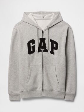 GAP Gray Zip-Up Hoodie with Black Logo